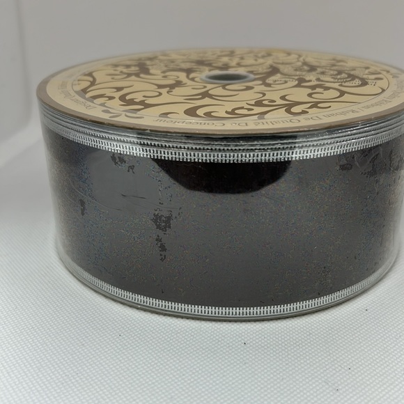 Bundle of 3 Rolls of Wired Ribbon Chocolate Brown/Turquoise/Silver - Picture 6 of 11